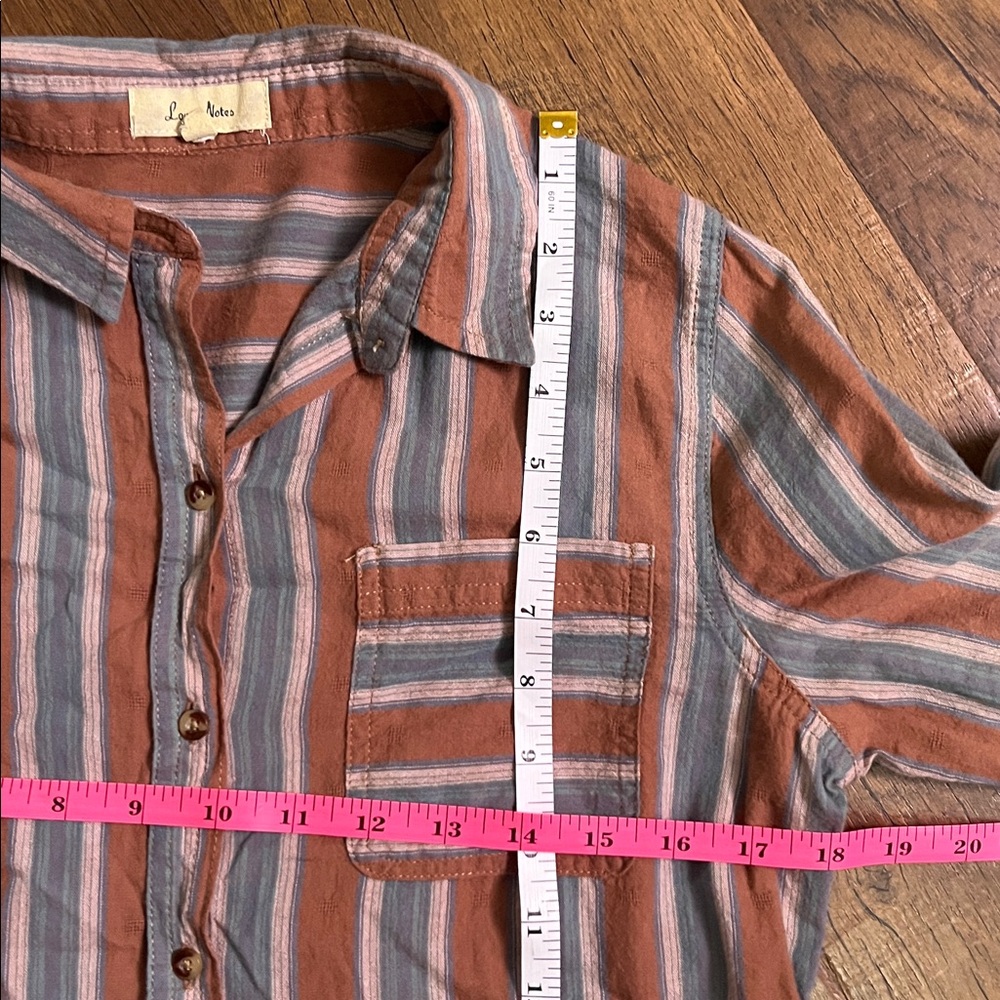 Love Notes Striped Cotton Button-Down Shirt - Rus… - image 5